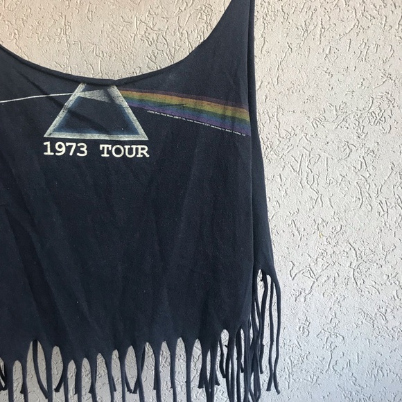 Pink Floyd 1973 true Vintage Distressed Fringe Top - Picture 2 of 4